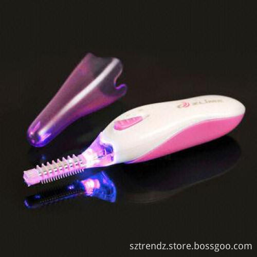 Heated eyelash curler with demountable comb, two levels heating to model curve, long lasting lash